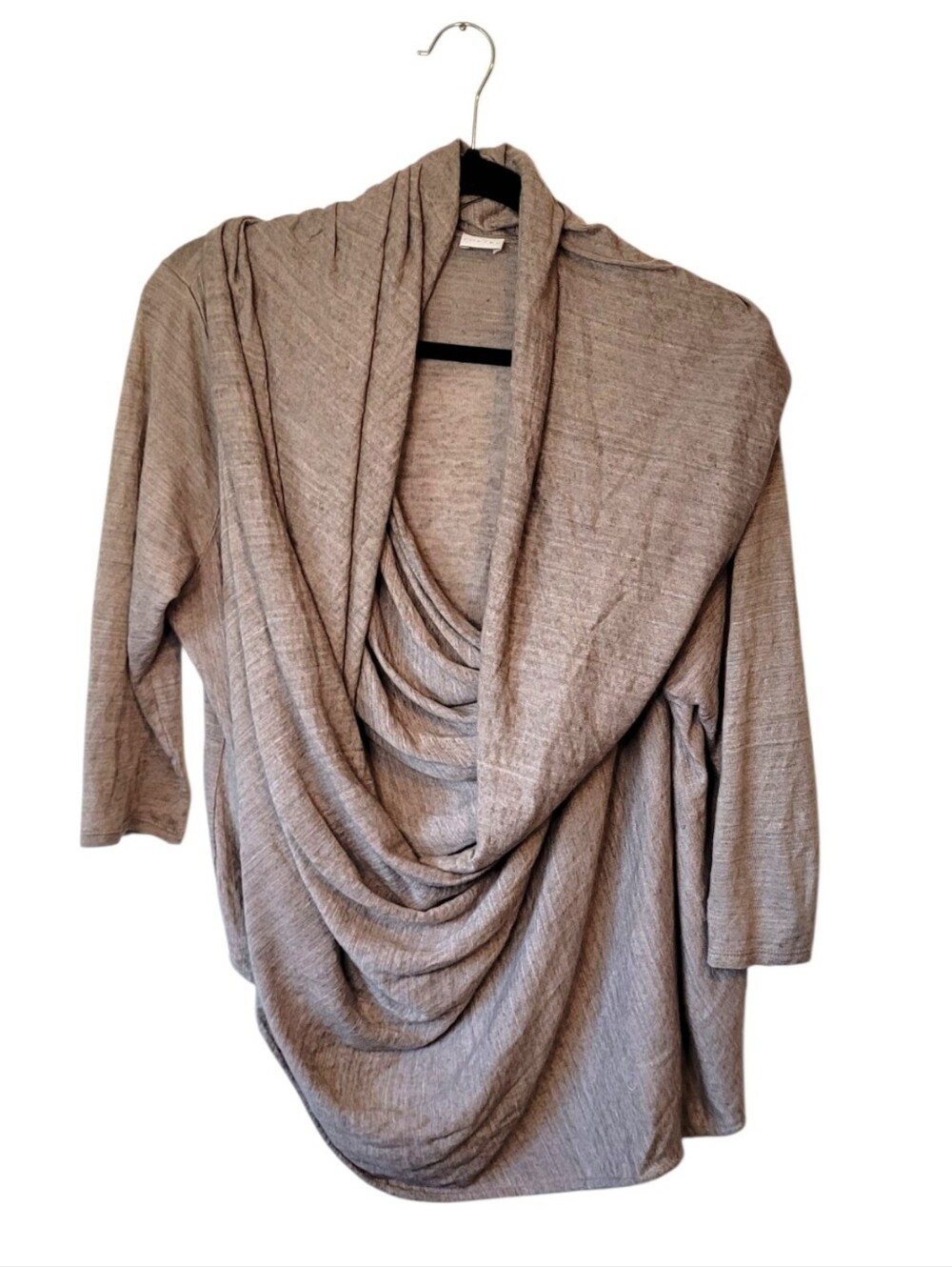 Poetry Taupe 100% Linen Open-Front Draped Wrap Cardigan US 12